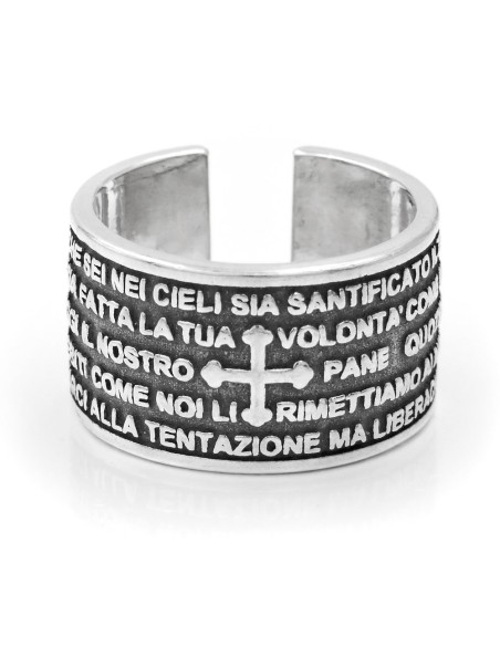 Anello Padre Nostro Fascia in Argento 925 Brunito