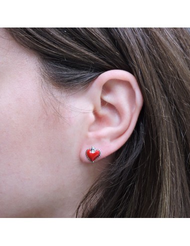 Orecchini Bottoncino Sacro Cuore in Argento 925...