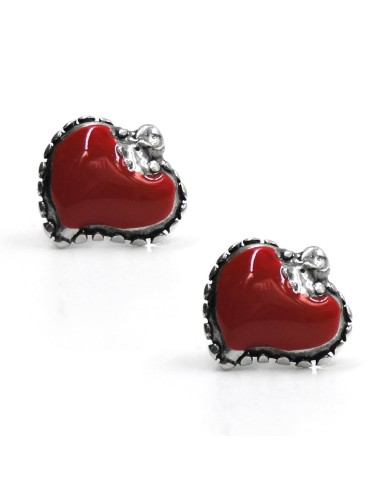 Enamelled Sterling Silver Holy Heart Stud...