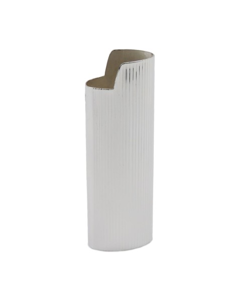 Porta Accendino Argento 925 Righe Verticali Incisione Iniziali