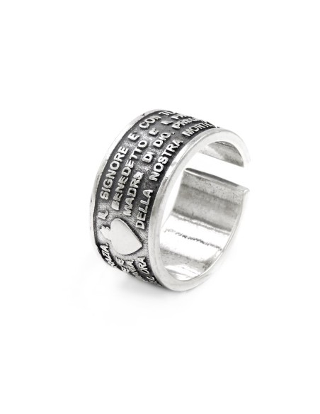 Burnished Sterling Silver Ave Maria Band Ring 