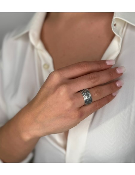 Ave Maria Bandring aus Brüniertem 925er Sterlingsilber