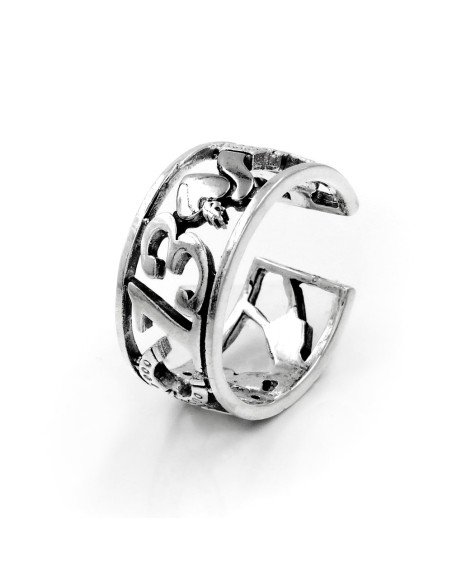 Anello Simboli Scaramantici e Portafortuna Fascia Traforata in Argento 