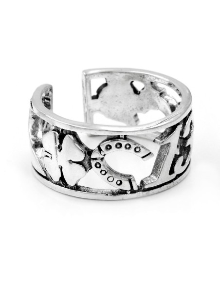 Lucky Symbols Sterling Silver Band Ring 