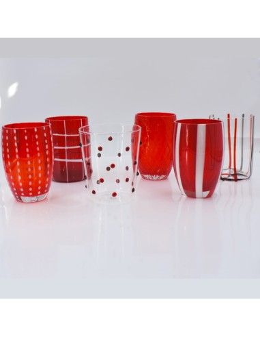 Zafferano Melting Pot Red Set 6 Tumbler Glasses 
