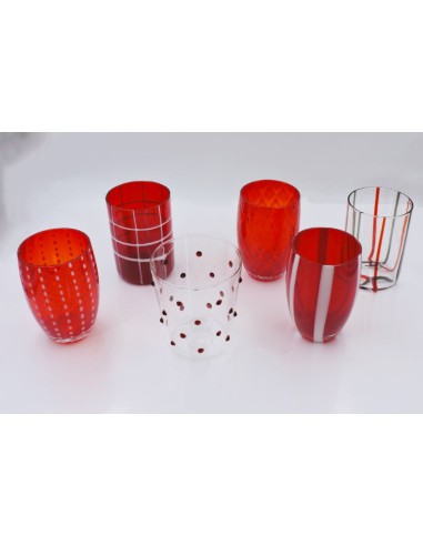 Zafferano Melting Pot Red Set 6 Tumbler Glasses 
