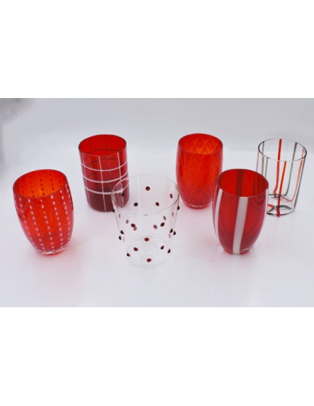 Zafferano Melting Pot Rosso Set 6 Bicchieri Tumbler In Vetro 