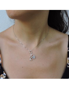 Sterling Silver Padlock and Key Pendants Necklace  2