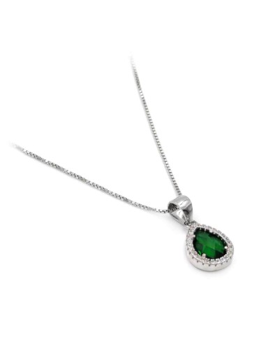 Collana in Argento Sterling 925 con Ciondolo Pietra Goccia Colorata