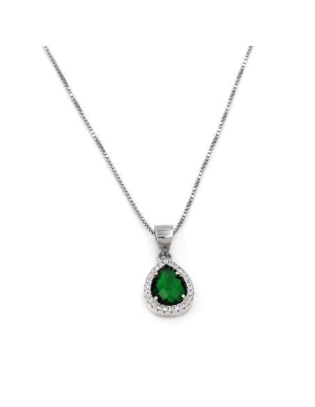 Sterlingsilber Halskette mit Steinanhänger im Tropfenschliff