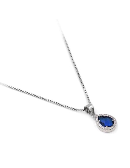 Collana in Argento Sterling 925 con Ciondolo Pietra Goccia Colorata