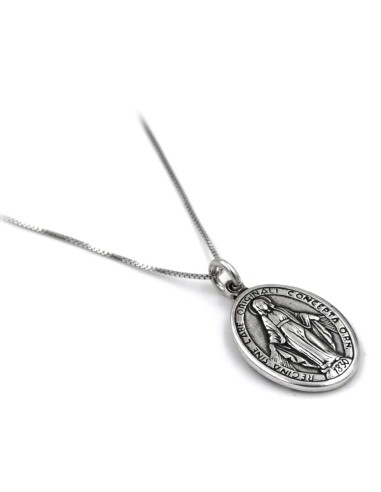 Silberhalskette mit Wundertätiger Medaille Unserer Lieben Frau von Lourdes 