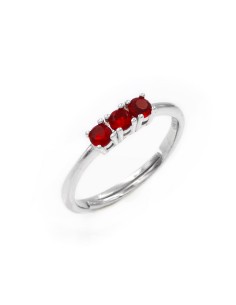 Trilogy Ring 925 Sterling Silver with Colored Stones