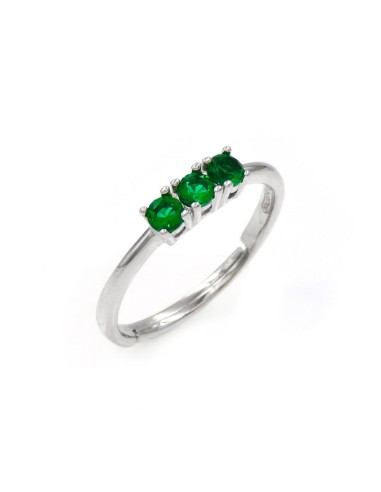 Trilogy Ring 925 Sterling Silver with Colored Stones