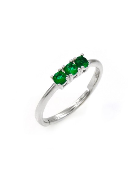 Trilogy Ring aus 925er Sterlingsilber mit Farbigen Zirkonen