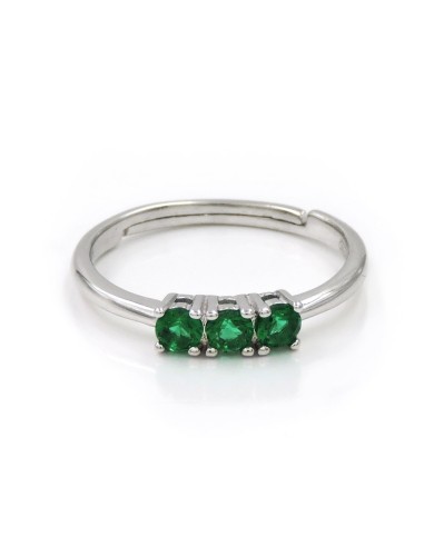 Trilogy Ring 925 Sterling Silver with Colored...