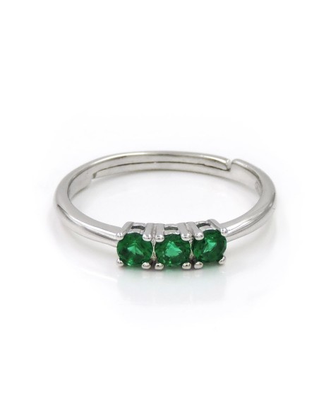 Trilogy Ring aus 925er Sterlingsilber mit Farbigen Zirkonen