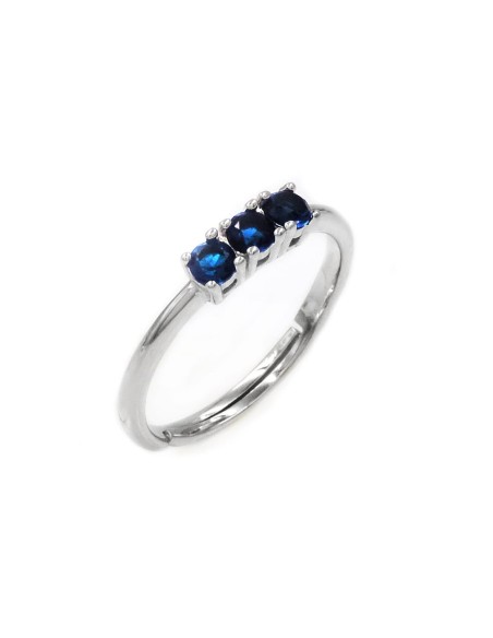 Trilogy Ring 925 Sterling Silver with Colored Stones