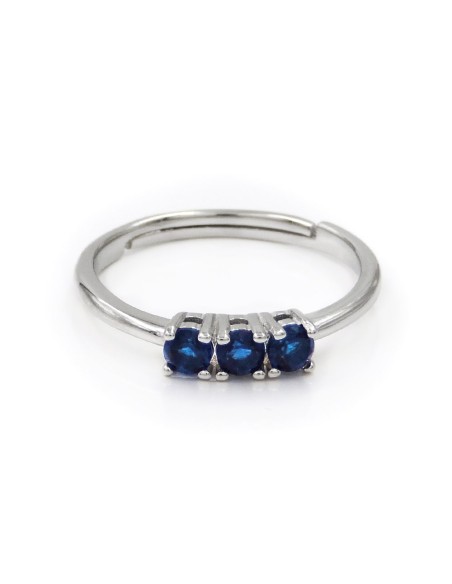 Trilogy Ring 925 Sterling Silver with Colored Stones