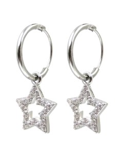 Orecchini Cerchio con Stella Pendente in Argento 925 e...