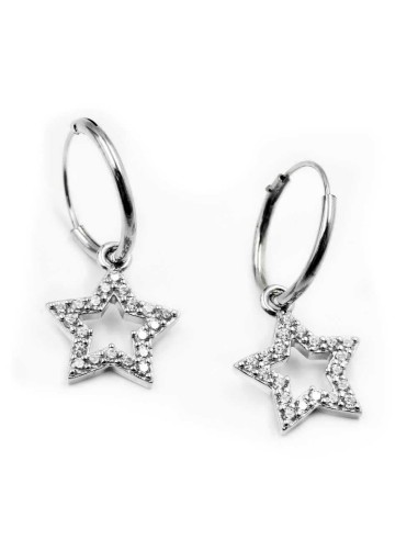 Orecchini Cerchio con Stella Pendente in...