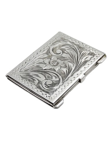 Solid Silver Pocket Photo Holder with Handcrafted Engraving for 2 Pictures