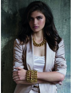 Yellow Bronze Bracelet with Maxi Curb Chain 2