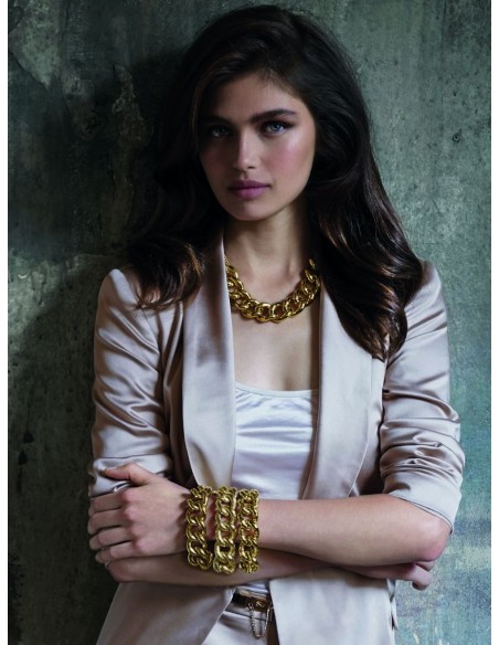Yellow Bronze Bracelet with Maxi Curb Chain