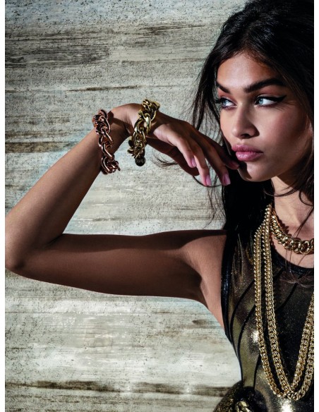 Yellow Bronze Bracelet with Maxi Curb Chain