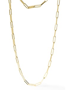 Flat Oval Chain Necklace in Gold Plated Bronze 93 cm