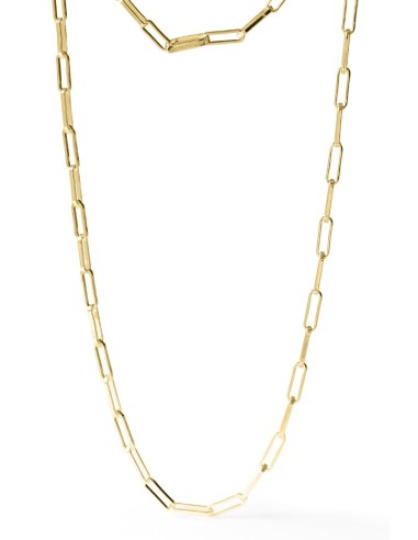 Flat Oval Chain Necklace in Gold Plated Bronze 93 cm