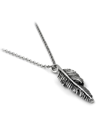 Sterling Silver Feather Pendant Necklace 