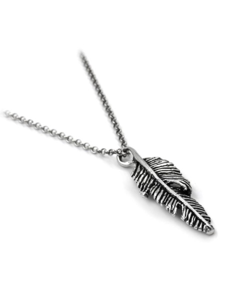 Collana con Ciondolo Piuma in Argento Brunito