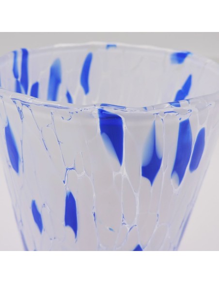 White and Blue Murano Glass Tumbler Set of 4 
