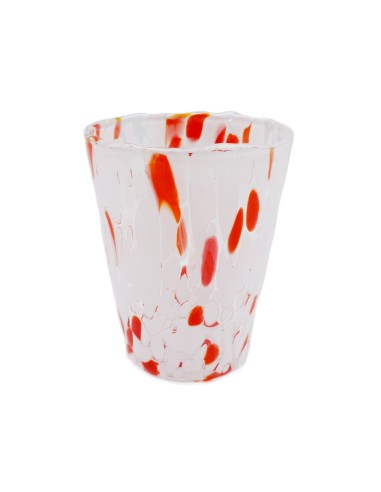 Set 4 Bicchieri in Vetro di Murano Bianco e Rosso