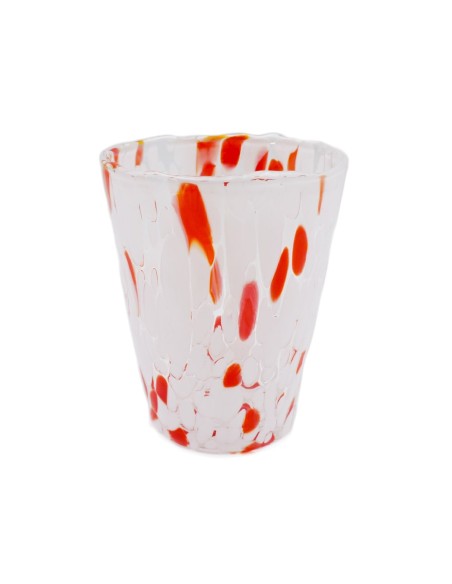 Set 4 Bicchieri in Vetro di Murano Bianco e Rosso