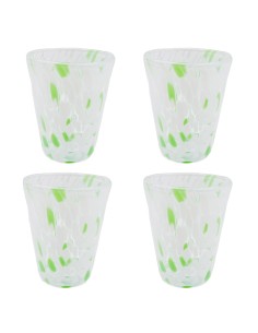 Set 4 Bicchieri in Vetro di Murano Bianco e Verde