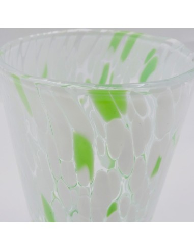 Set aus 4 Weißen und Grünen Murano-Glasbechern