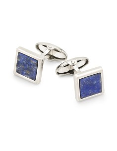 925 Sterling Silver Square Cufflinks with Lapis Lazuli