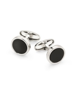 Gemelli da Polso Tondi in Argento 925 e Pietra Onice...