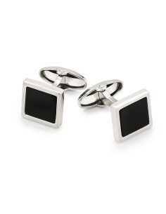 Gemelli da Polso Quadrati in Argento 925 e Pietra Onice...