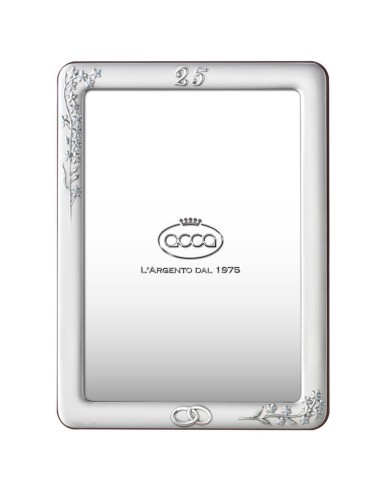 25th Anniversary Satin 925 Sterling Silver Picture Frame 7x9 Enamelled Flowers