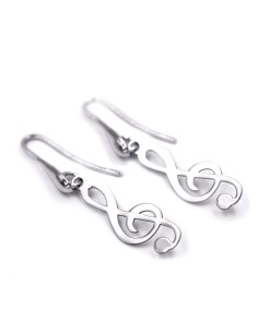 925 Sterling Silver Treble Clef Earrings 