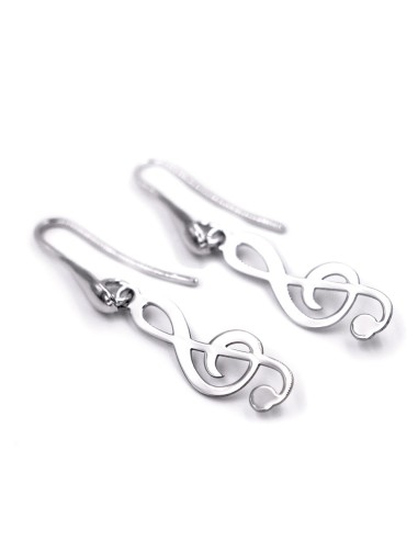 925 Sterling Silver Treble Clef Earrings 