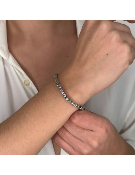 Hammered 925 Sterling Silver Dices Bracelet  