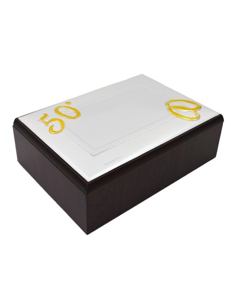 50th Anniversary Jewelry Box with Satin PVD Silver Cover 