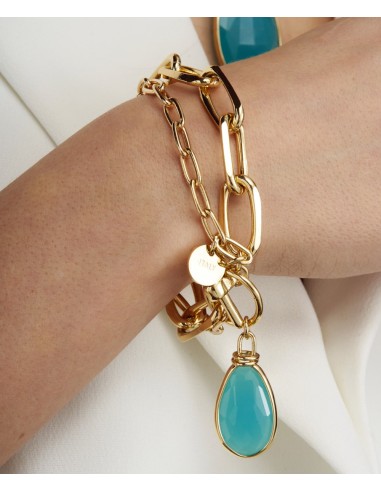 Golden Bracelet with Turquoise Crystal