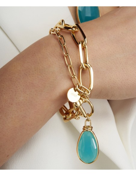 Golden Bracelet with Turquoise Crystal