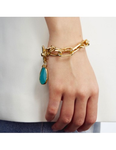 Golden Bracelet with Turquoise Crystal