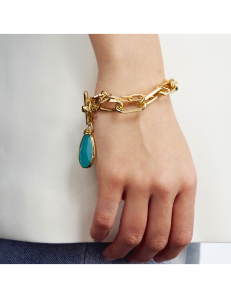 Golden Bracelet with Turquoise Crystal